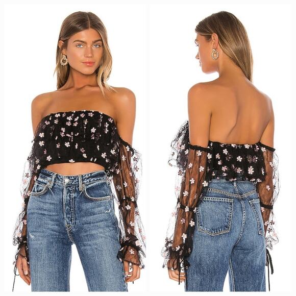 Lovers + Friends Tops - Lovers and Friends Juliana Top in Black and Pink XXS